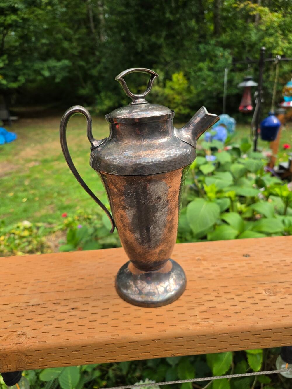Vintage Art Deco Hammered EPNS Silver Plate Cocktail Shaker Martini Pitcher 362